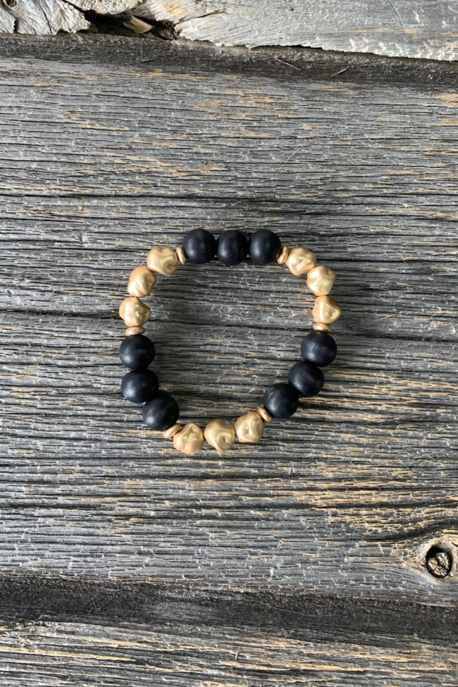 Black & Gold Luxe Bead Bracelet