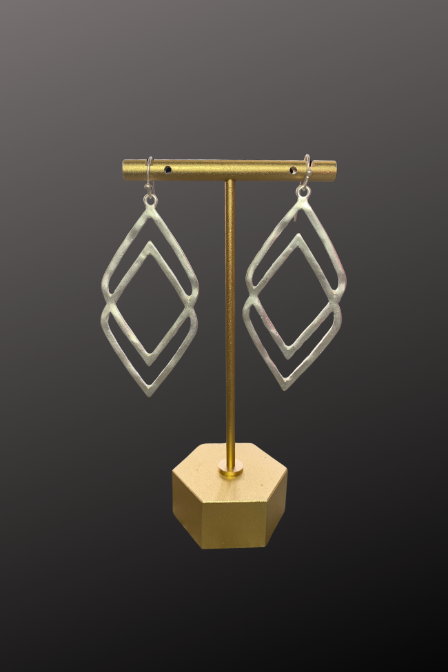 Geometric Diamond Drop Earrings