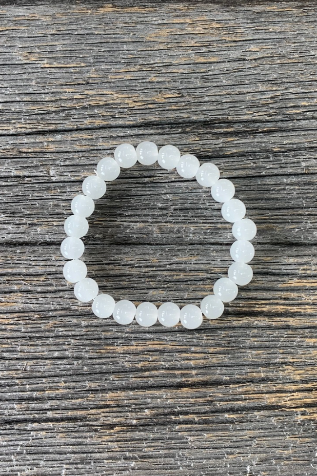 White Beaded Stretch Bracelet