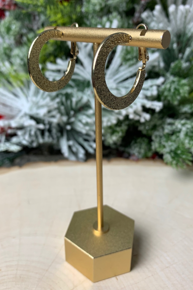 Shimmering Gold Crescent Hoops
