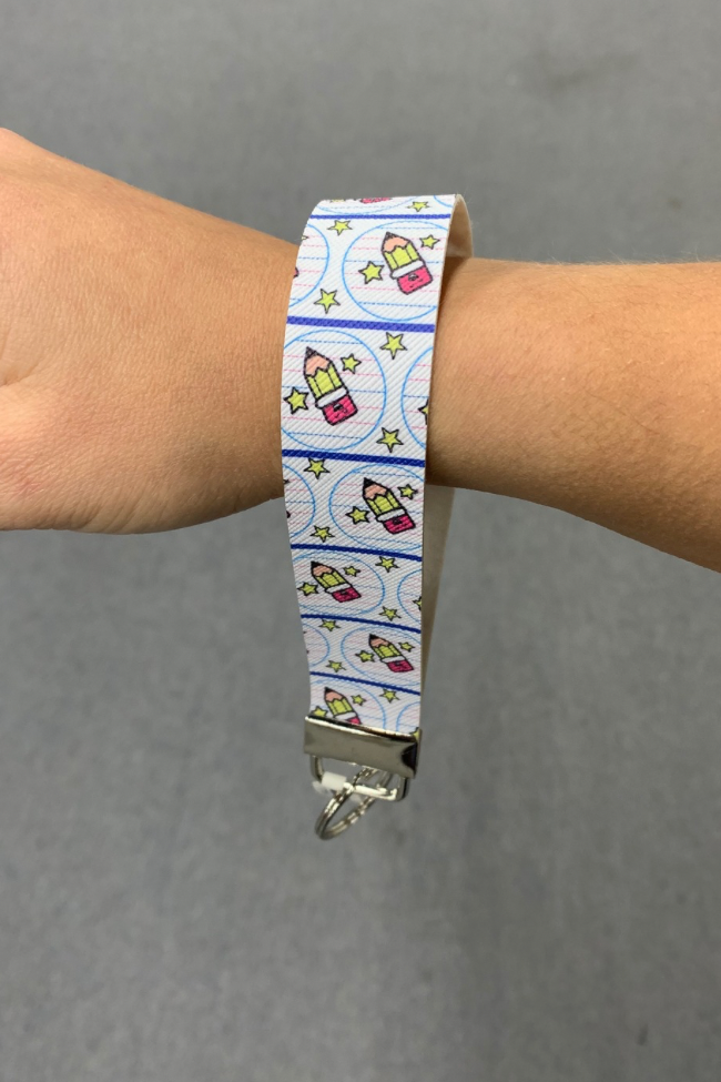 Pencils and Stars Wristlet Keychain