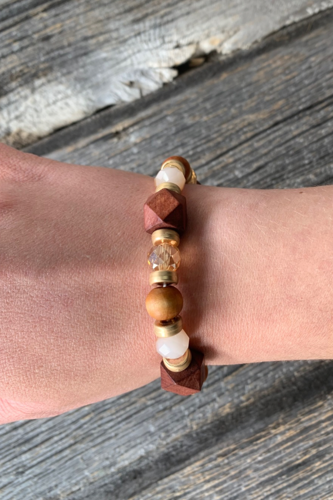 Brown & Gold Beaded Bracelet