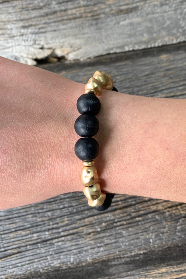 Black & Gold Luxe Bead Bracelet