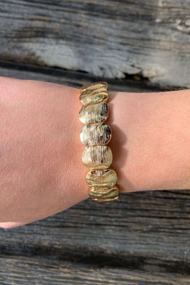 Textured Gold-Tone Stretch Bracelet