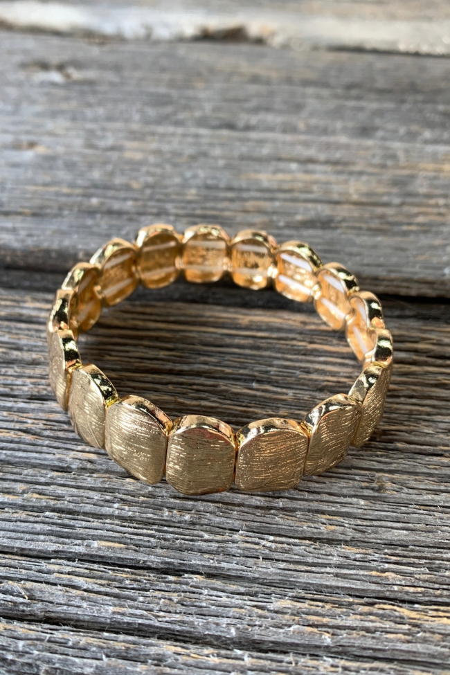 Textured Gold-Tone Stretch Bracelet