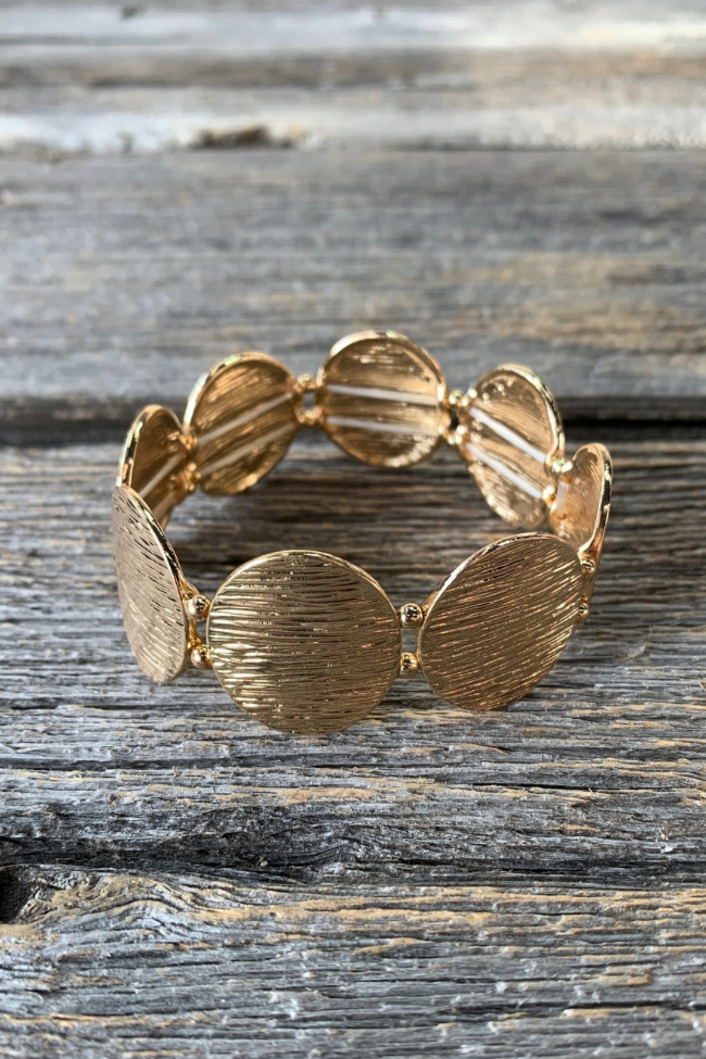 Brushed Gold Disc Stretch Bracelet