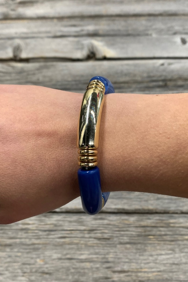 Cobalt Blue and Gold Tube Bracelet