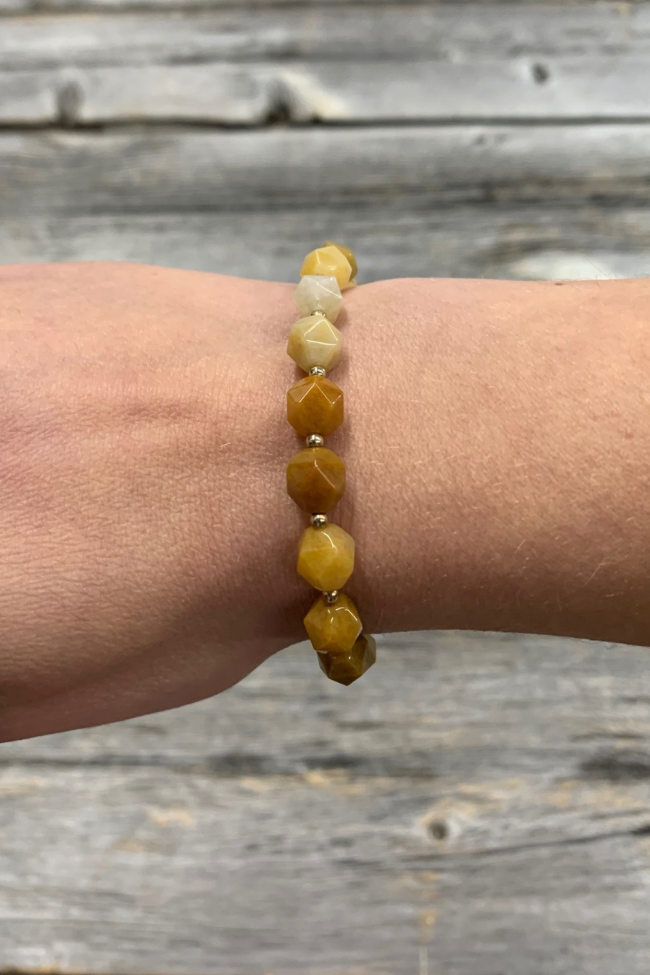 Golden Amber Faceted Bead Bracelet