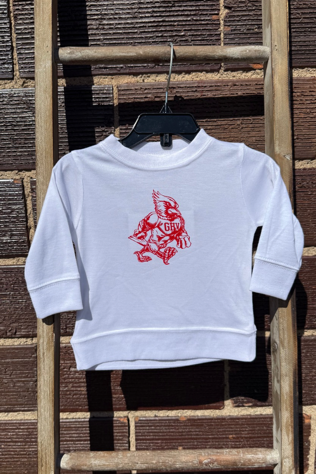 White Cardinals Long Sleeve Shirt (0-3 months)