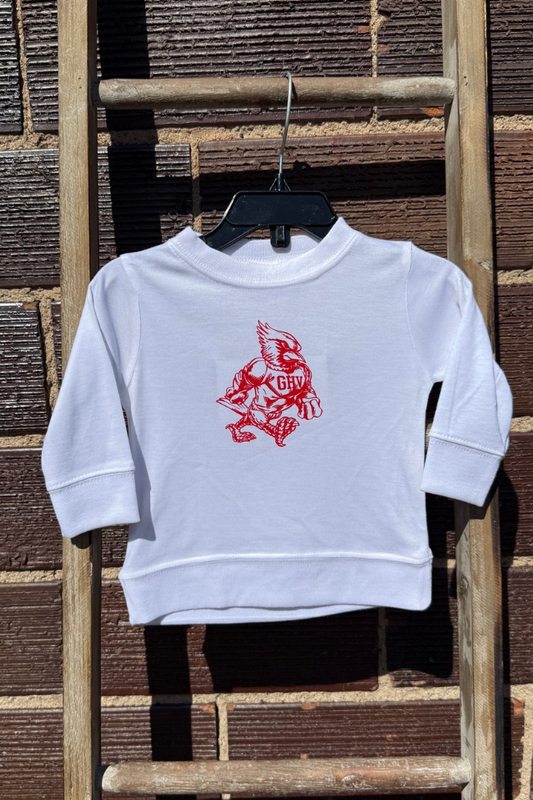 White Cardinals Long Sleeve Shirt (0-3 months)