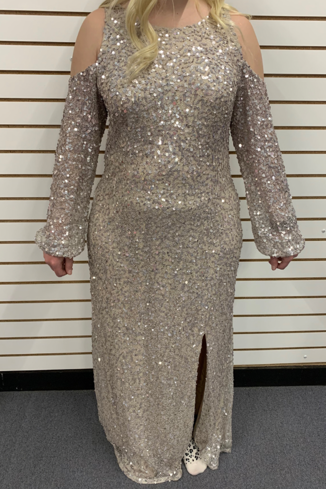 Adrianna Taupe Sequin Dress