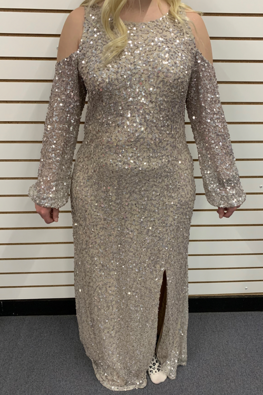 Adrianna Taupe Sequin Dress