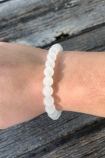 White Beaded Stretch Bracelet