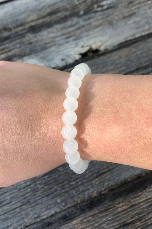 White Beaded Stretch Bracelet