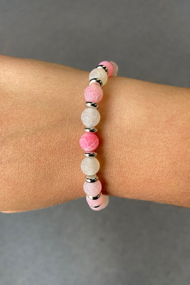 Light Pink Crackle Bead Bracelet