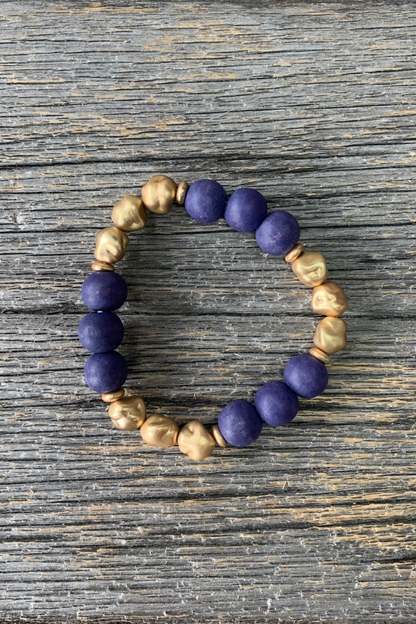 Navy & Gold Luxe Bead Bracelet