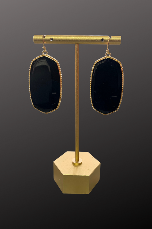 Large Midnight Black Onyx Earrings