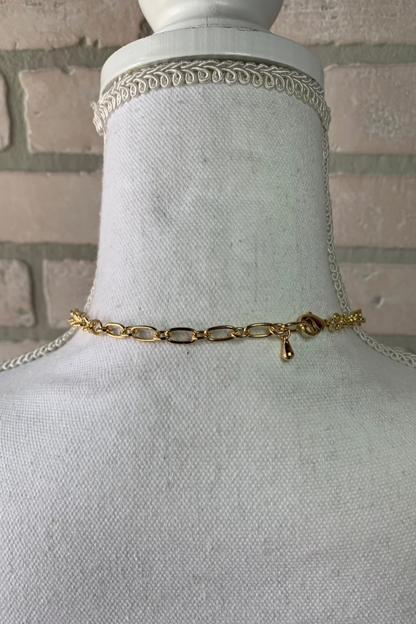 Textured Gold Disc Charm Statement Necklace