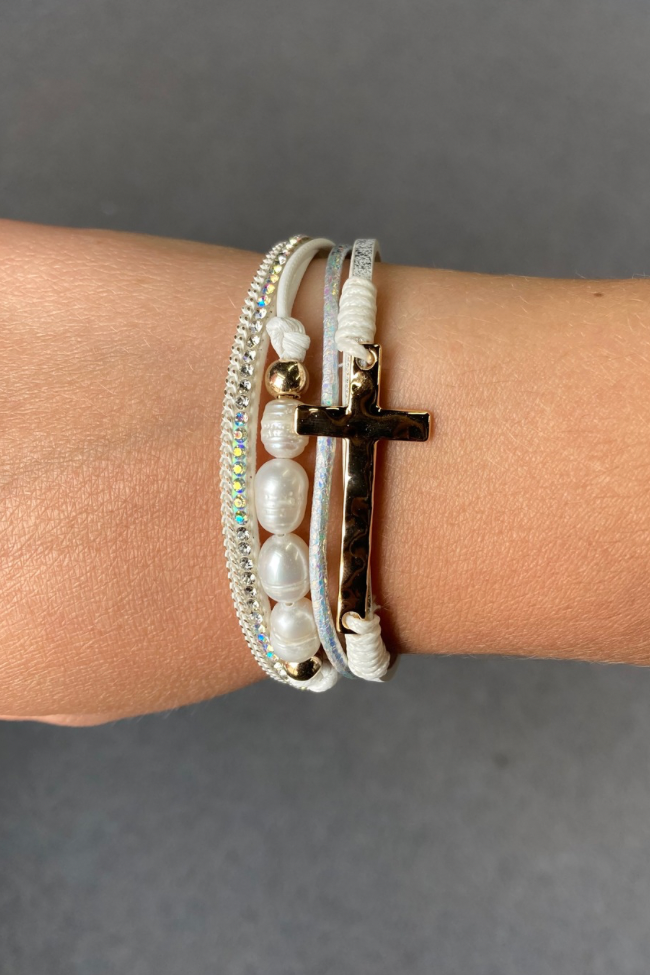 White Cross Magnetic Bracelet