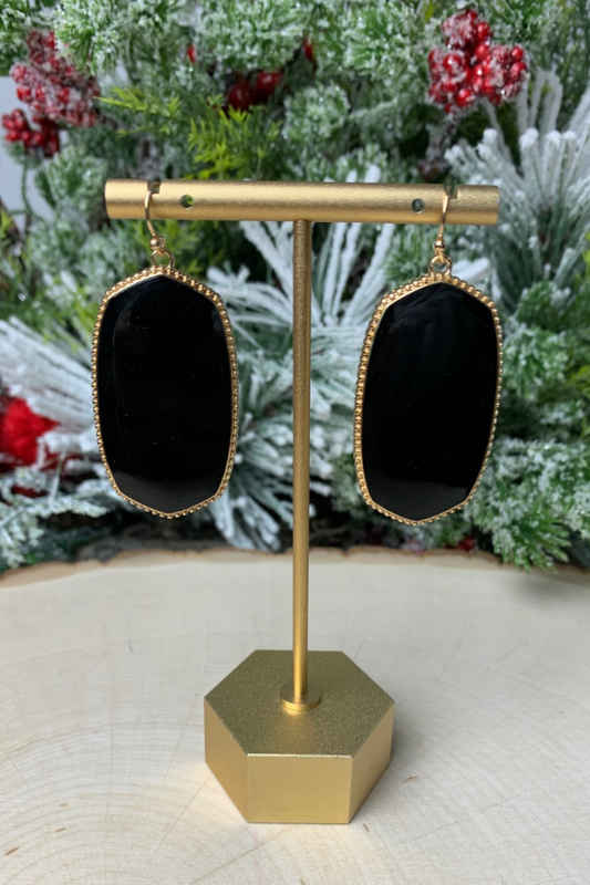 Large Midnight Black Onyx Earrings