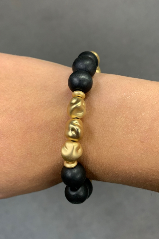 Black & Gold Luxe Bead Bracelet