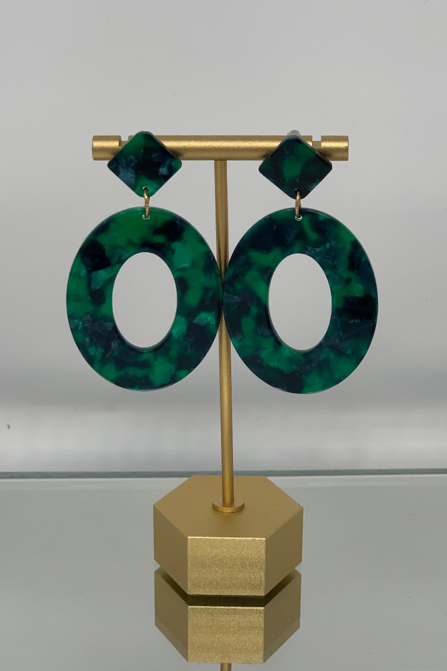 Green Acrylic Drop Earrings