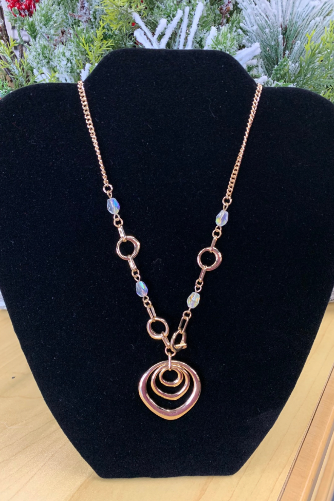 Gold and Pink Spiral Necklace