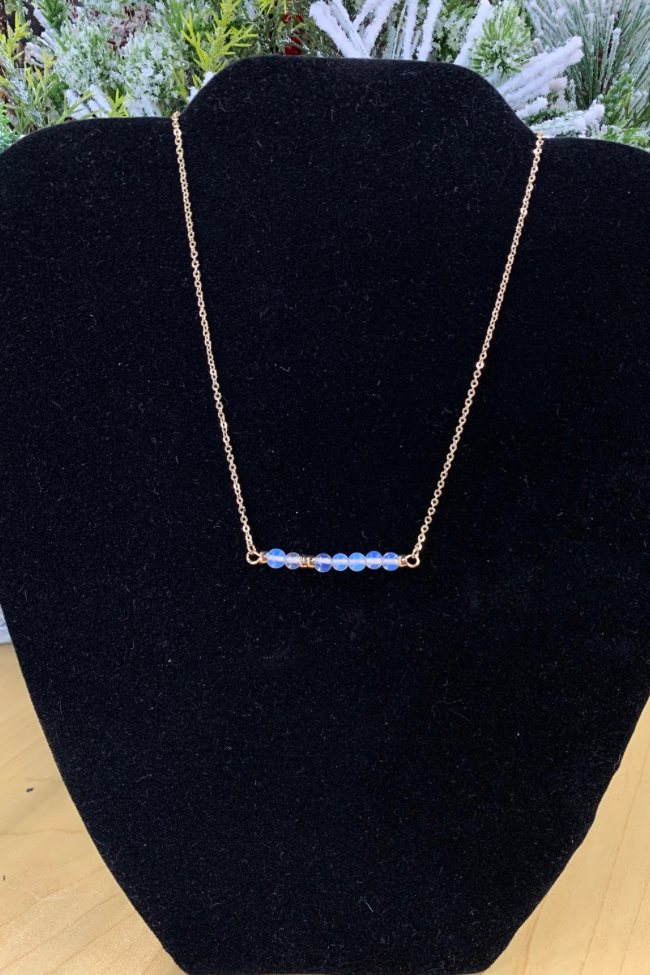 Gold Opal Bar Necklace