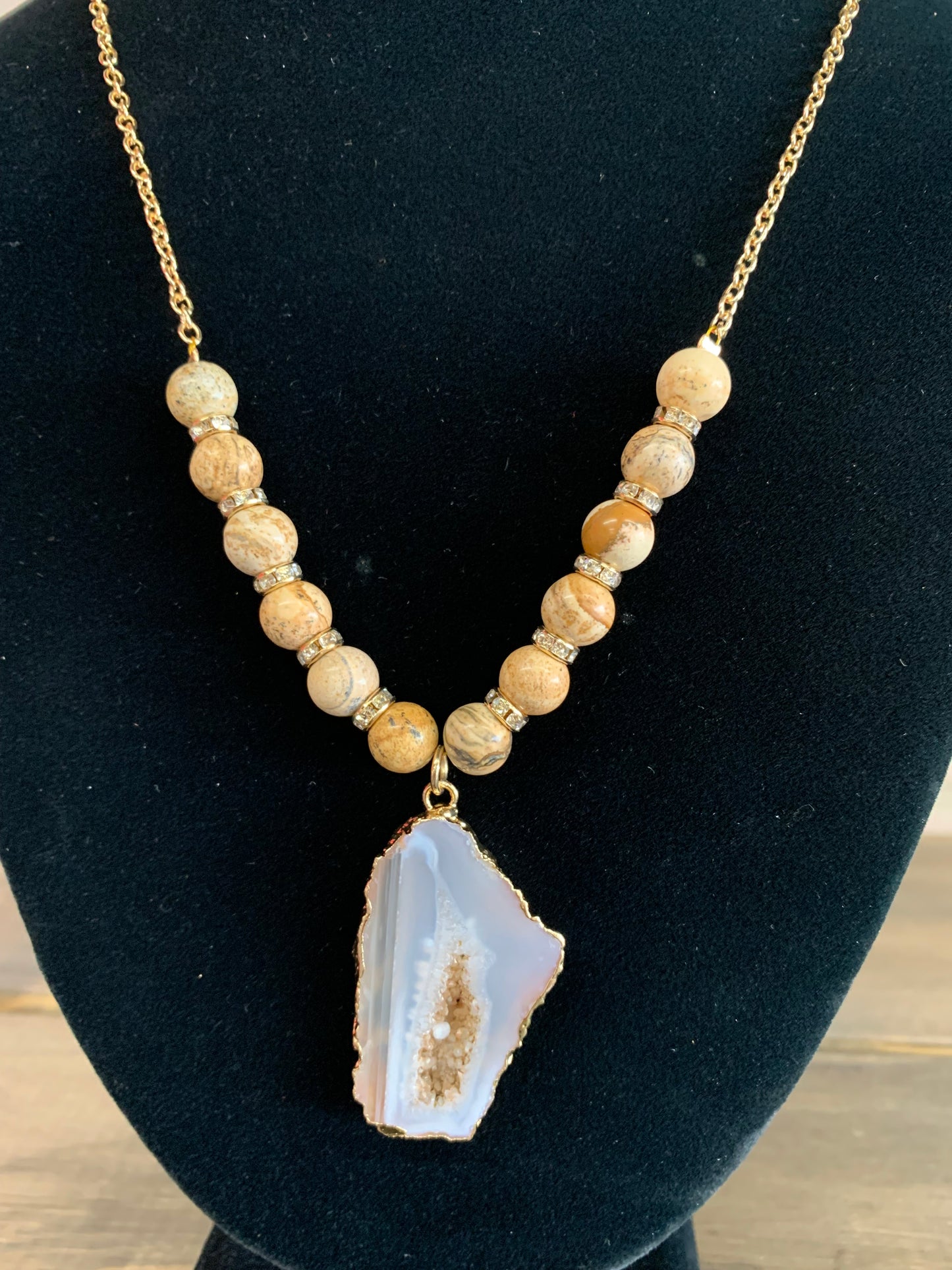 Natural Agate Slice Pendant Necklace