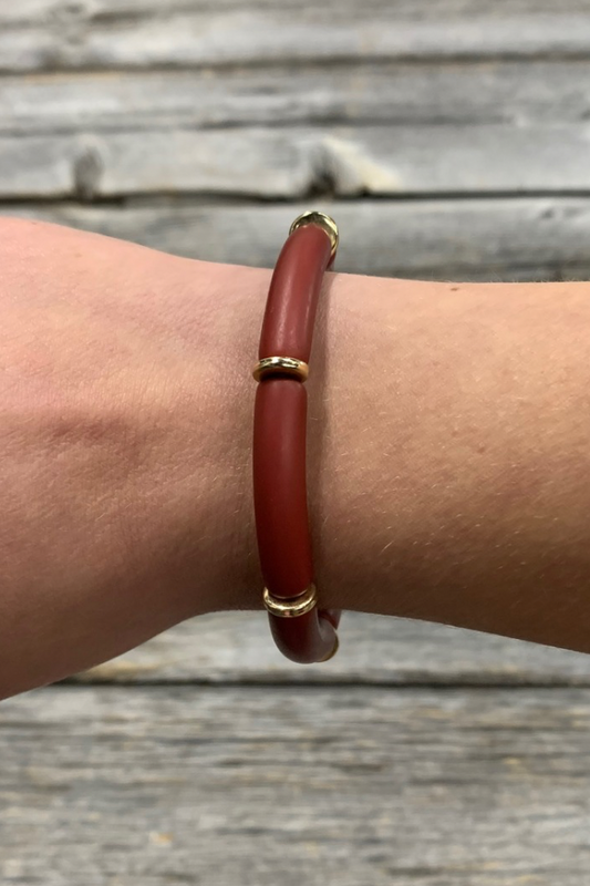 Scarlett Red Tube Bracelet with Gold Accents