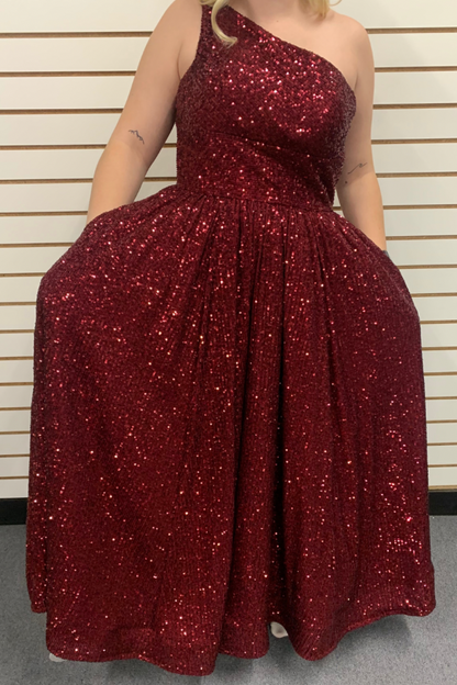 Sherri Hill Burgundy Sequin Dress