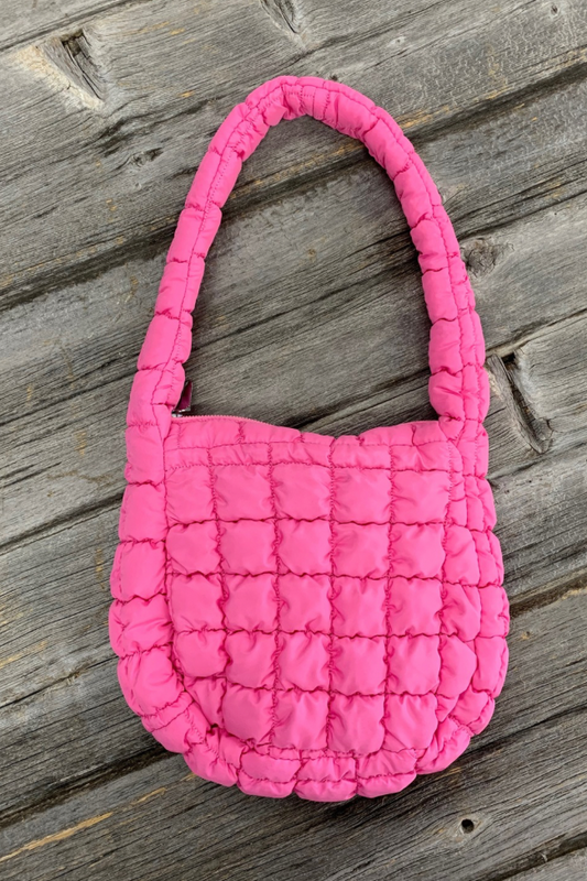 Hot Pink Puffer Shoulder Bag