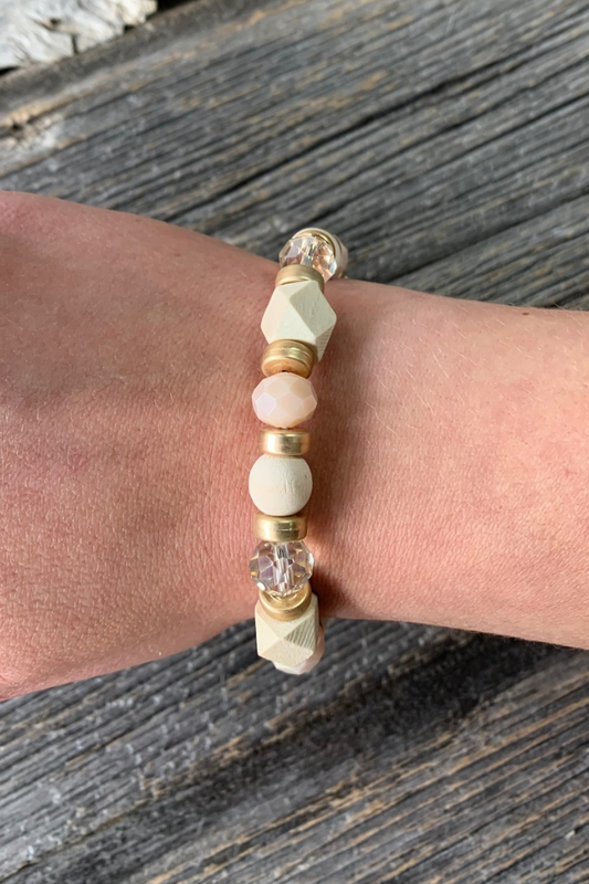 Ivory & Gold Beaded Bracelet