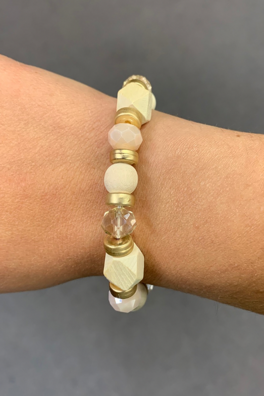 Ivory & Gold Beaded Bracelet