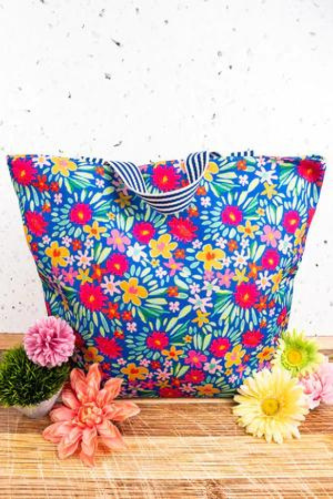 Blue Flower Blast Tote Bag