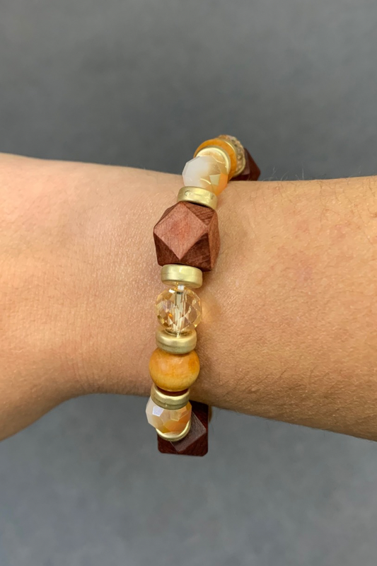 Brown & Gold Beaded Bracelet