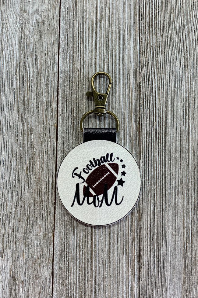 Football Mom Leather Keychain