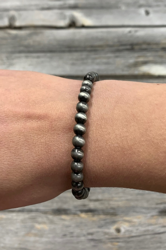Gray Matte Beaded Stretch Bracelet