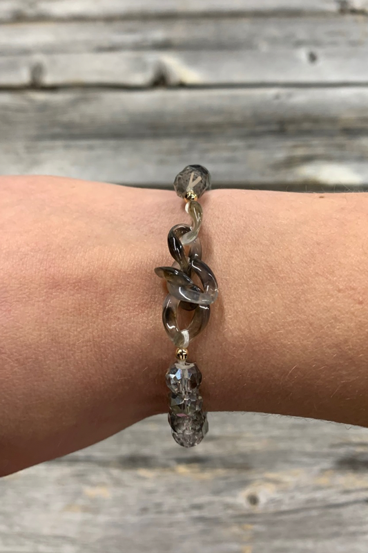 Gray Crystal Link Bracelet