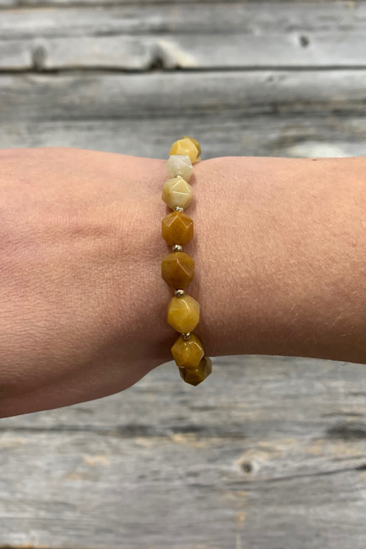 Golden Amber Faceted Bead Bracelet