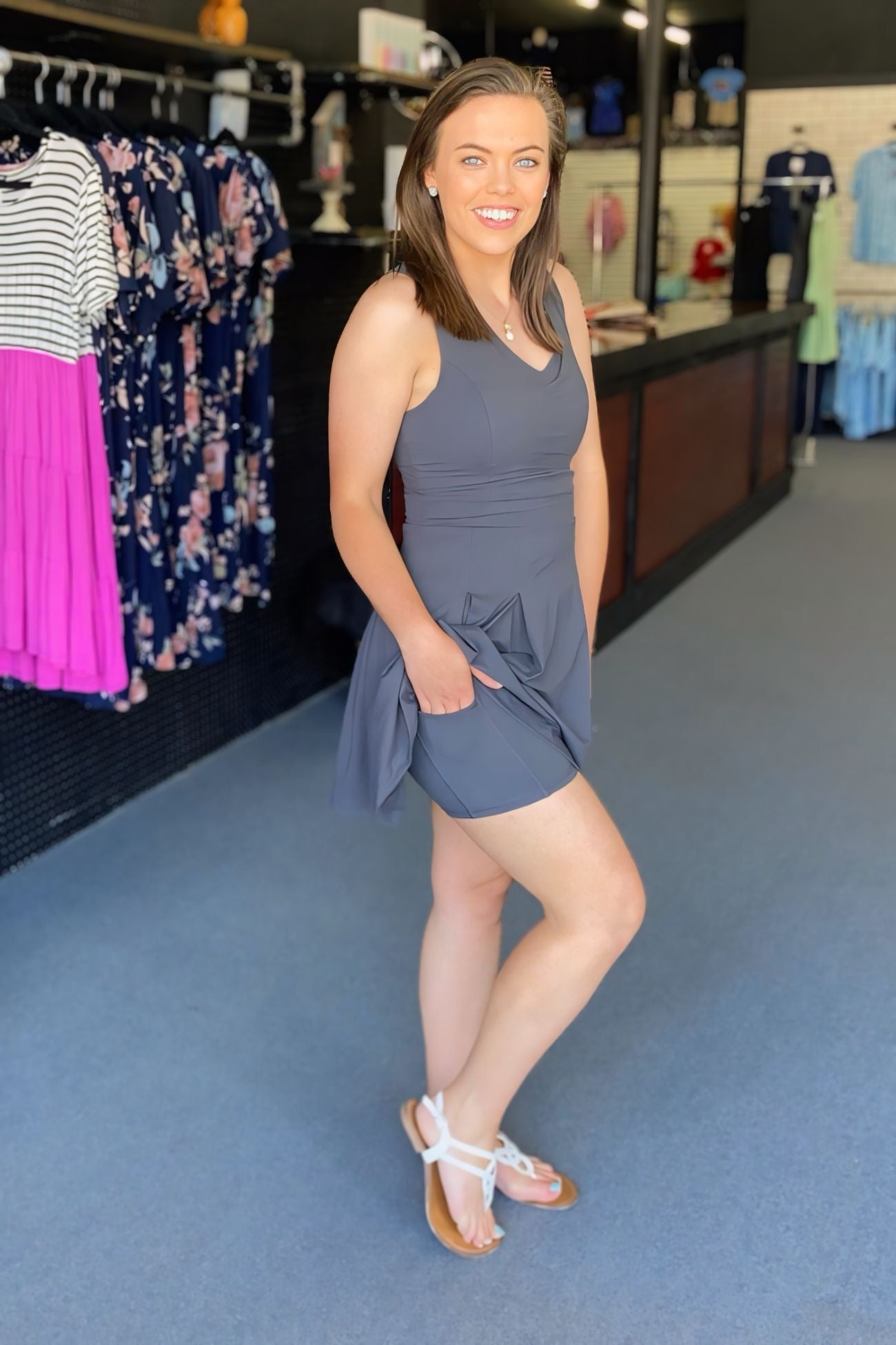 The Serena Golf Dress - Charcoal