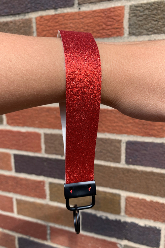 Red Glitter Wristlet Keychain