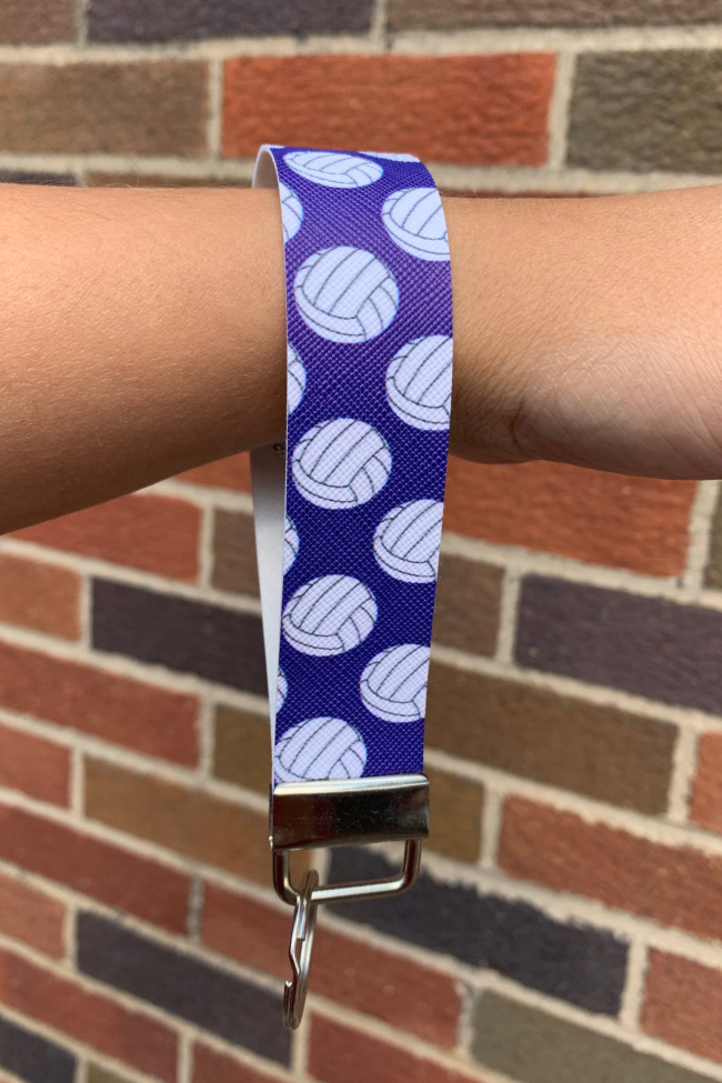 Purple Volleyball Wristlet Keychain