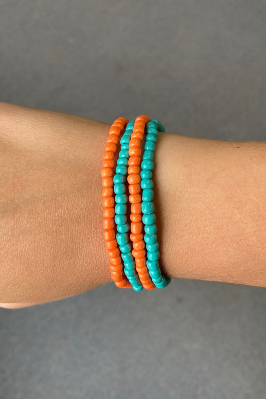 Orange and Turquoise Bracelet Set