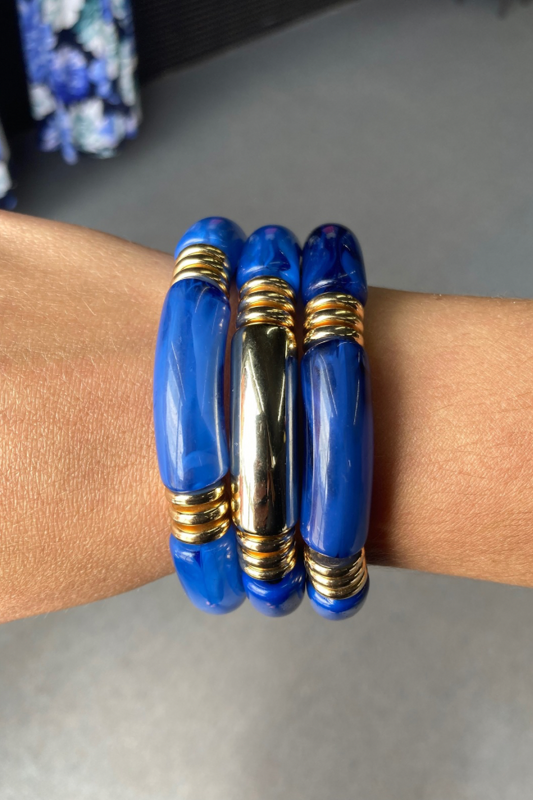 Acrylic Tube Bracelet Set - Blue