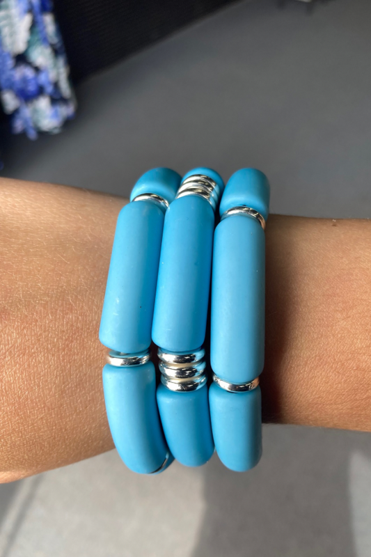 Acrylic Tube Bracelet Set - Light Blue