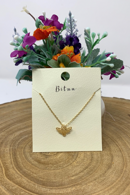 Gold Bee Pendant Necklace