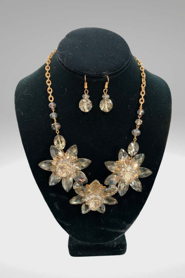 Crystal Flower Necklace Set