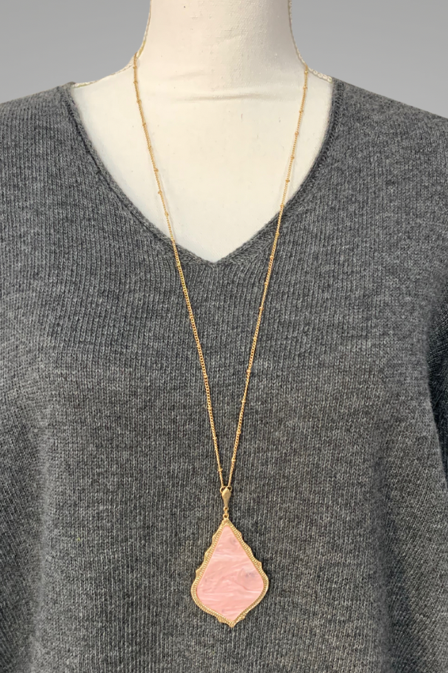 Pink Rhombus Shape Pendant