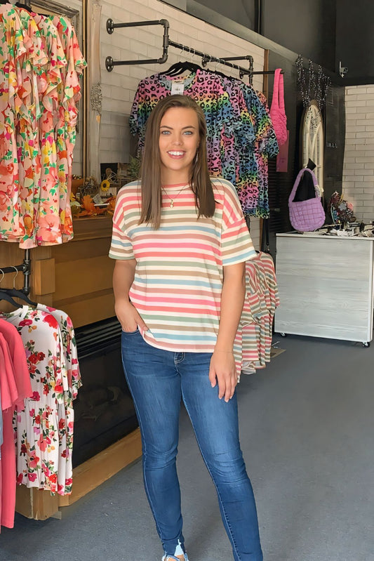 Striped Pastel Casual Tee